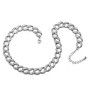 SILVER PAVE CRYSTAL FLAT CURB CHAIN  STATEMENT NECKLACE