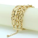 Gold Multi-Layer Curb Chain Bracelet 7.5" – Adjustable Chunky Statement Wrist wear