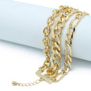 Gold Multi-Layer Curb Chain Bracelet 7.5" – Adjustable Chunky Statement Wrist wear