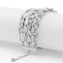 Silver Multi-Layer Curb Chain Bracelet – Adjustable Chunky Statement Wrist wear