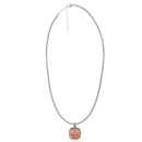 TWO TONE ROSE CRYSTAL SQUARE PENDANT BOX CHAIN NECKLACE