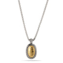 TWO TONE PAVE CRYSTAL ENGRAVED PENDANT NECKLACE 93013EH-TT