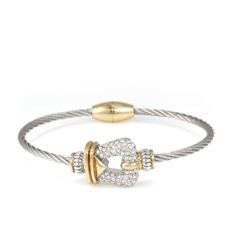 TWO TONE PAVE CRYSTAL CLASSIC CABLE BRACELET 93087BR-TTP