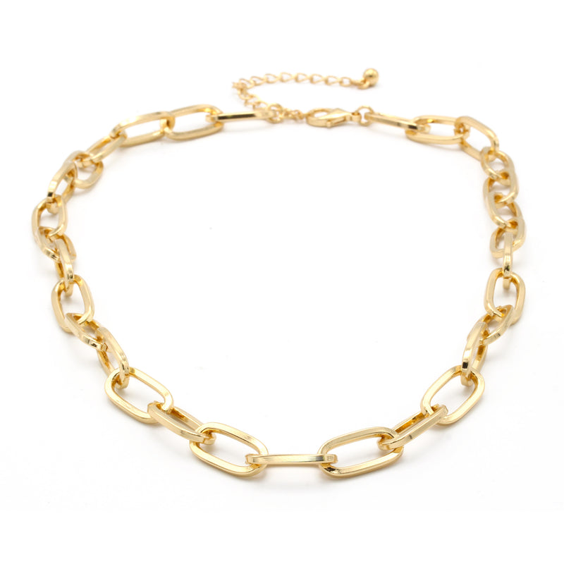 Gold Rectangle Link Chain Necklace