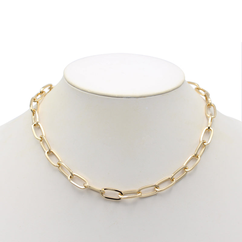 GOLD RECTANGLE LINK CHAIN NECKLACE
