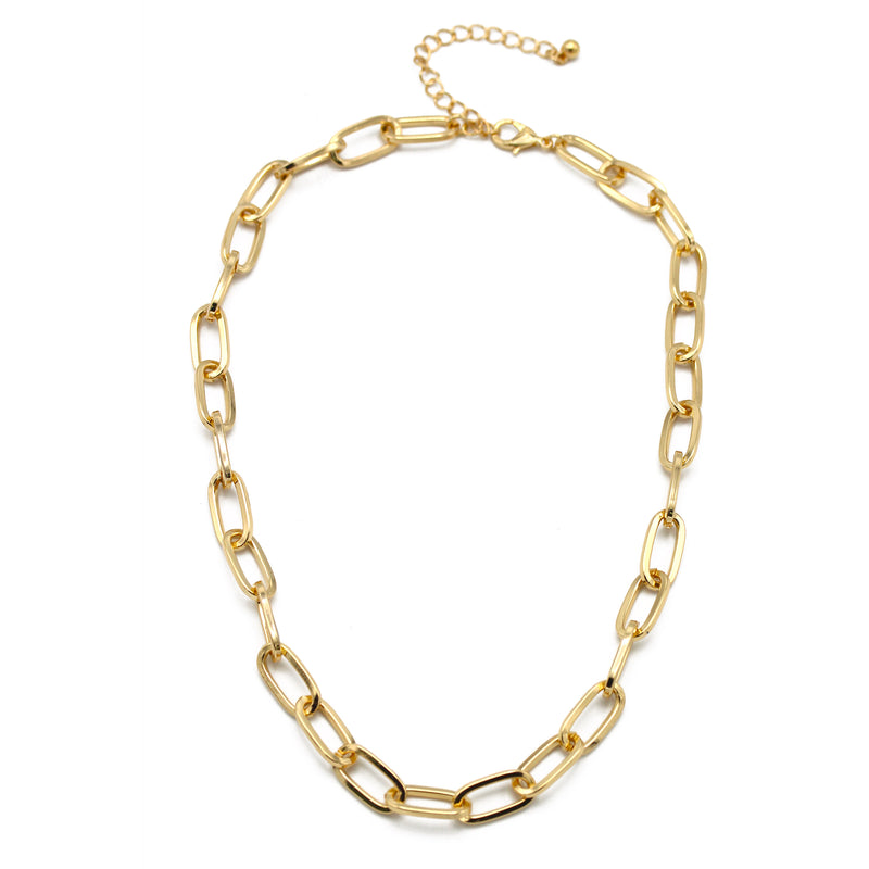 Gold Rectangle Link Chain Necklace