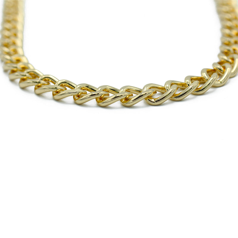 GOLD FLAT CURB CHAIN NECKLACE