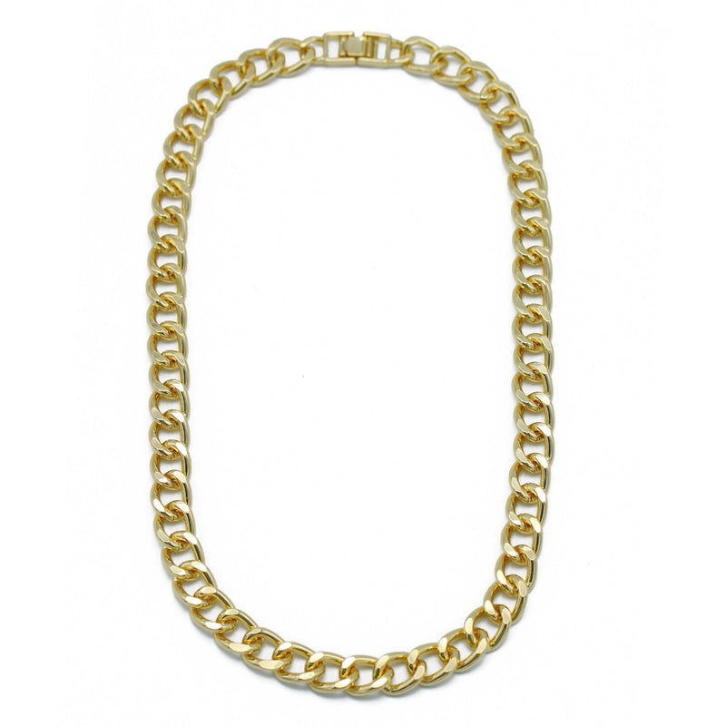 GOLD FLAT CURB CHAIN NECKLACE