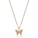 GOLD BUTTERFLY PENDANT PAVE CRYSTAL CHAIN NECKLACE