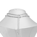 SILVER BUTTERFLY PENDANT PAVE CRYSTAL AND CURB CHAIN  NECKLACE