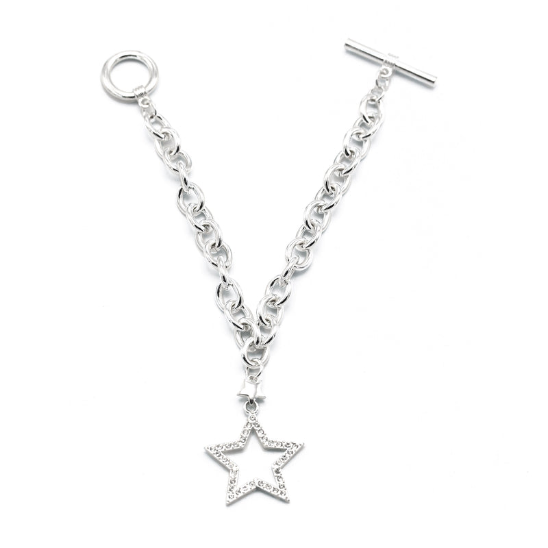 SILVER CHAIN WITH CRYSTAL STAR CHARM BRACELET