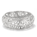 Silver-Tone Metal Filigree Crystal Stretch Bracelets
