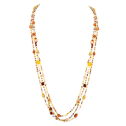 Yellow and Brown Mixed Seed Beaded Necklace Set of 3pcs