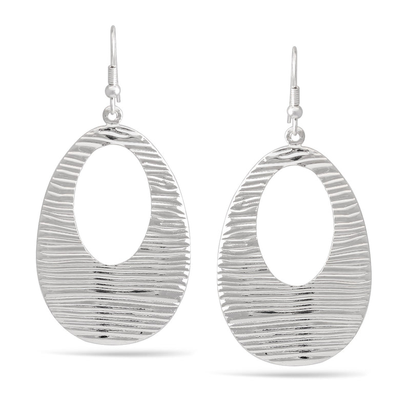 Silver Texture Teardrop Earrings