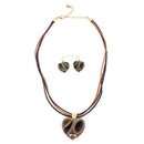Gold Plated Black And Brown Heart Pendant Necklace Set