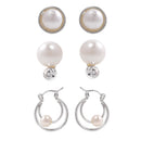 Silver Tone Metal Three Set Of Pearl Earring