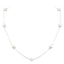 White Glass Pearl Bead Silver Necklace