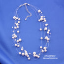 Silver-Tone Fish Net Wire Pearl Necklace