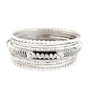 Black and Silver Bangles with Rhinestone Set of 9pcs