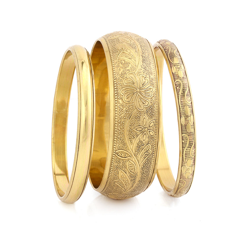 Gold Plated Three Piece Bangles