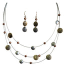 Gold and silver mini hammered illusion necklace and earring set