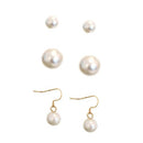 Cream Glass Pearl Classic Earrings Set of 3pcs