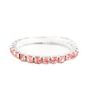 Pink Glass Crystal Silver Stretch Bracelet