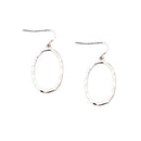 Silver Hammered Open Oval Earrings