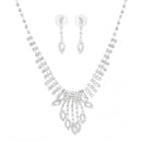 Silver-Tone Metal Crystal Earrings And Adjustable Lobster Claw Closures Neckaces