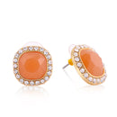 Gold-Tone Metal Peach Crystal Stud Earrings