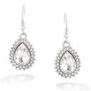 Silver-Tone Metal Teardrop Crystal Earrings