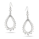 Silver-Tone Metal Teardrop Crystal Earrings