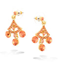 Gold-Tone Metal Champagne Crystal Drop Earrings