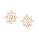 Gold-Tone Metal Peach And White Crystal Stud Earrings