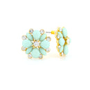 Gold-Tone Metal Turquoise Crystal Stud Earrings