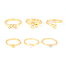 Gold Tone Metal Assorted 6 Pcs Rings