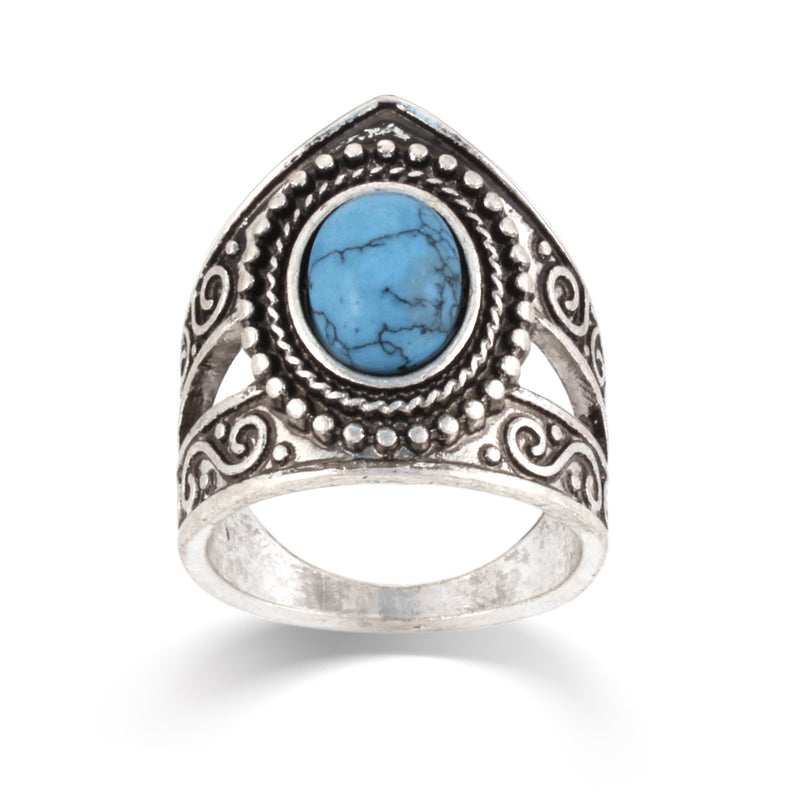 Silver-Tone Metal Turquoise Rings