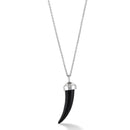 Silver-Tone Metal Black Horn Pendant Adjustable Lobster Claw Closures Neckaces