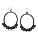 Black-Tone Metal Round Drop Earrings