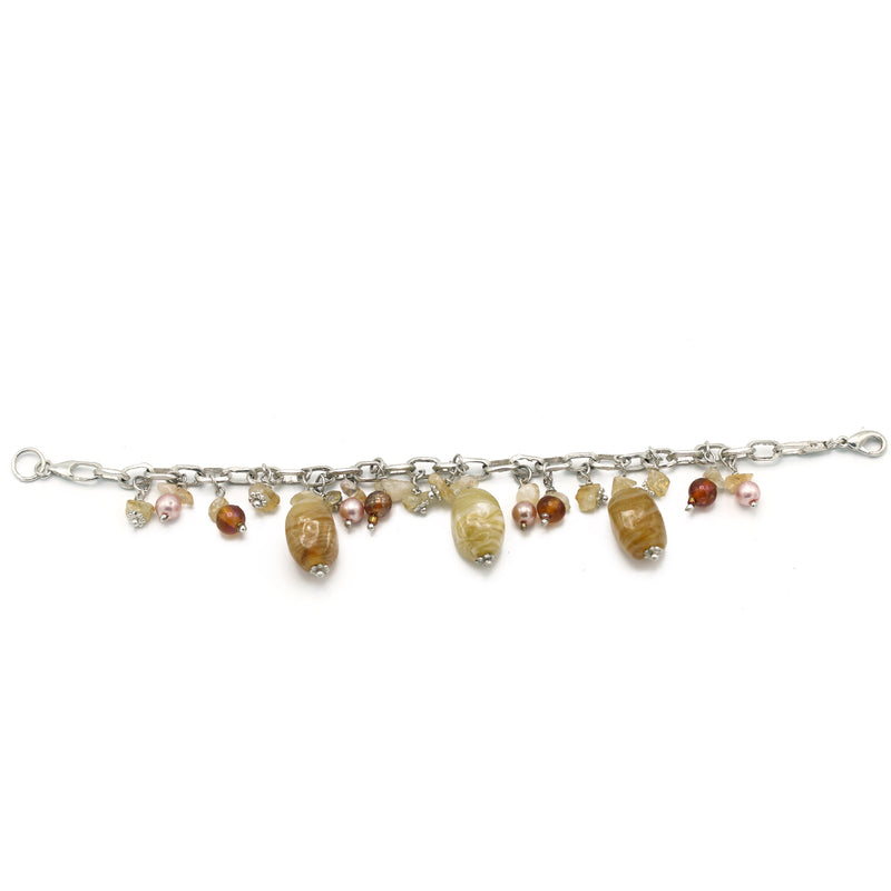 NATURAL BEED SILVER CHAIN BRACELET