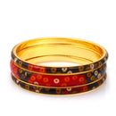 GOLD RED AND BLACK EPOXY 3 PCS  BANGLE SET