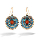 Carnelian Blue And Green Stone Gold Earring