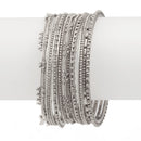 Silver-Tone Metal 11 Pcs Bangle Set