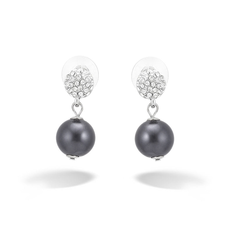 Silver-Tone Pearl Crystal Earrings