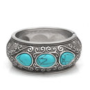 This Bracelet Features Pear Shape Turquoise Stones As Its Center. This Hinged Bracelet Is In Oxidized Silver Finish That Creates Vintage Look.