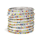 Silver And  Multicolor Beads 27 Pcs Bangle Set