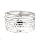 Silver Multi Textured Bangles Set of 9pcs