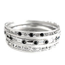 SILVER-BLACK [PLUS SIZE] SILVER WITH BLACK RHINESTONE BANGLES SET OF 9 PCS