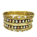 Tritone Metal and Rhinestone Studded Bangles Set of 6 PCS