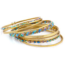 GOLD MULTI COLOR CRYSTAL SET OF 9 BANGLES